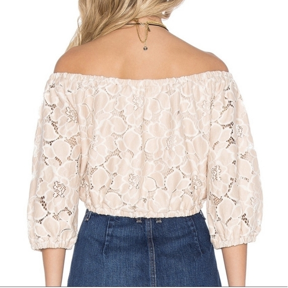 Tularosa hadley lace crochet cropped off the shoulder Top Small - Picture 3 of 15